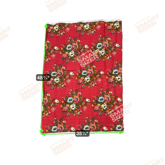 Vtg Floral Curtain Kitchen Mod Fabric 1 yard Solarex Lavable Lumiere Red White - Picture 6 of 6